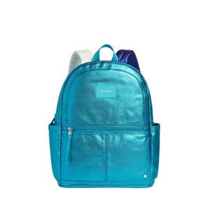NWT STATE Bags Kane Kids Double Pocket Backpack in Metallic Blue Multi